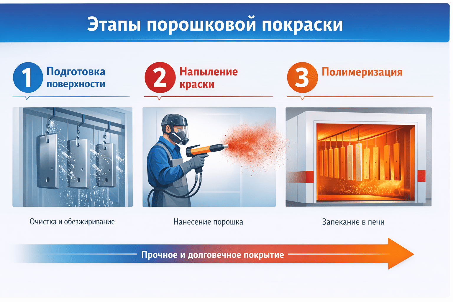 Схема технологии порошковой покраски металла