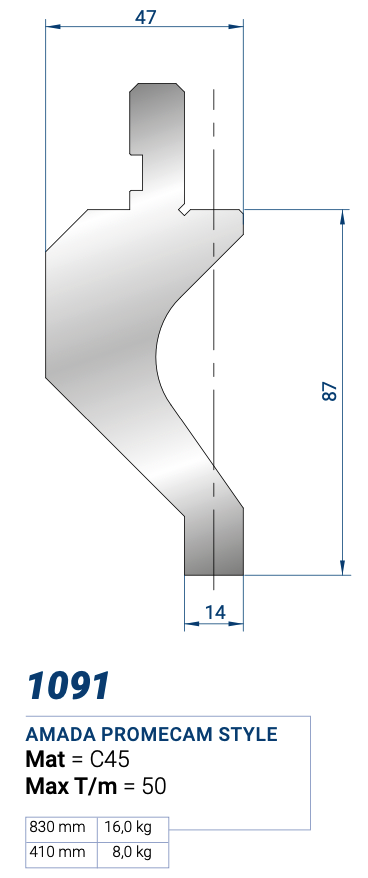  1091 Держатель радиусной вставки (пуансона) AMADA PROMECAM STYLE