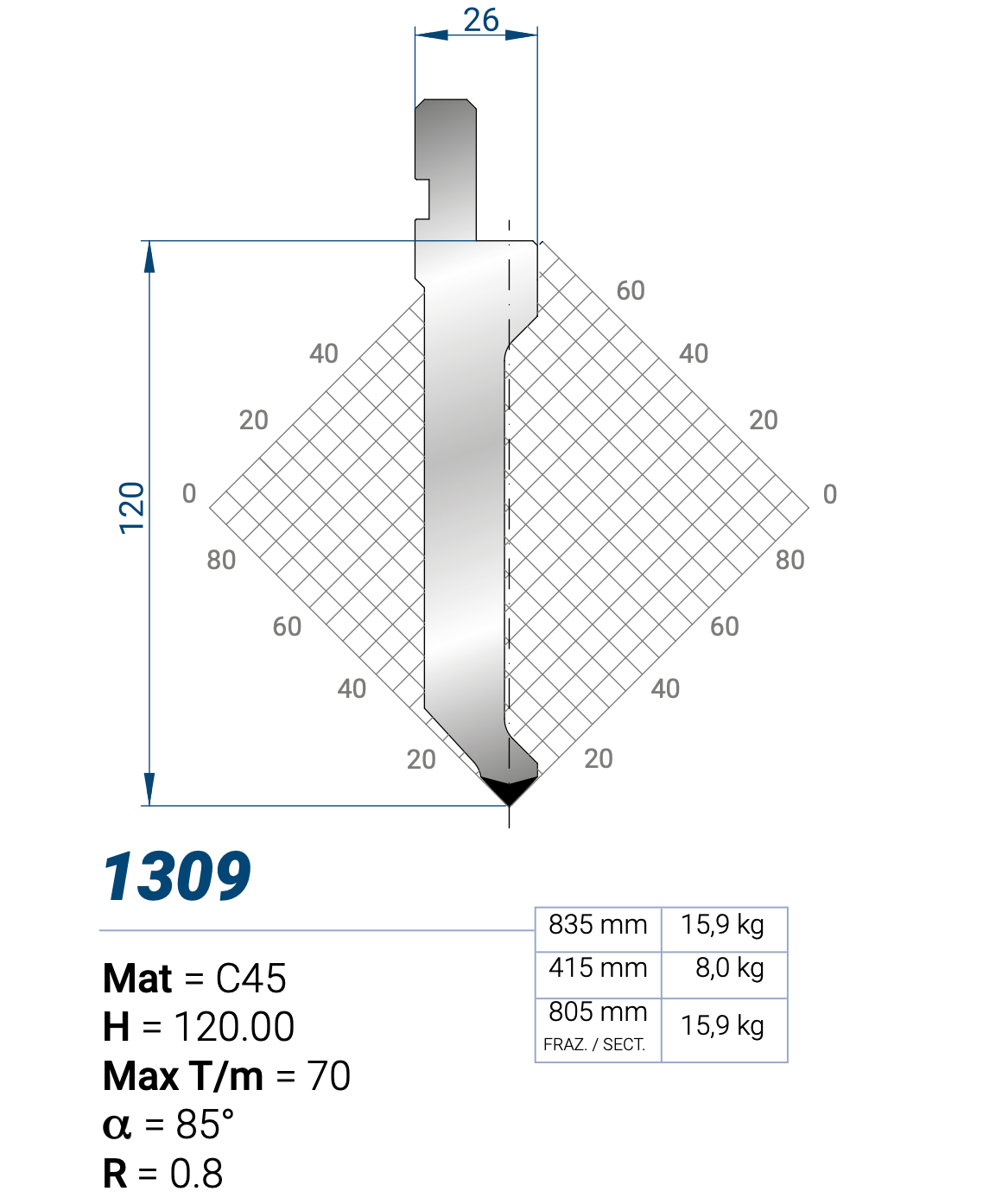 1309 Пуансон 85° AMADA PROMECAM STYLE
