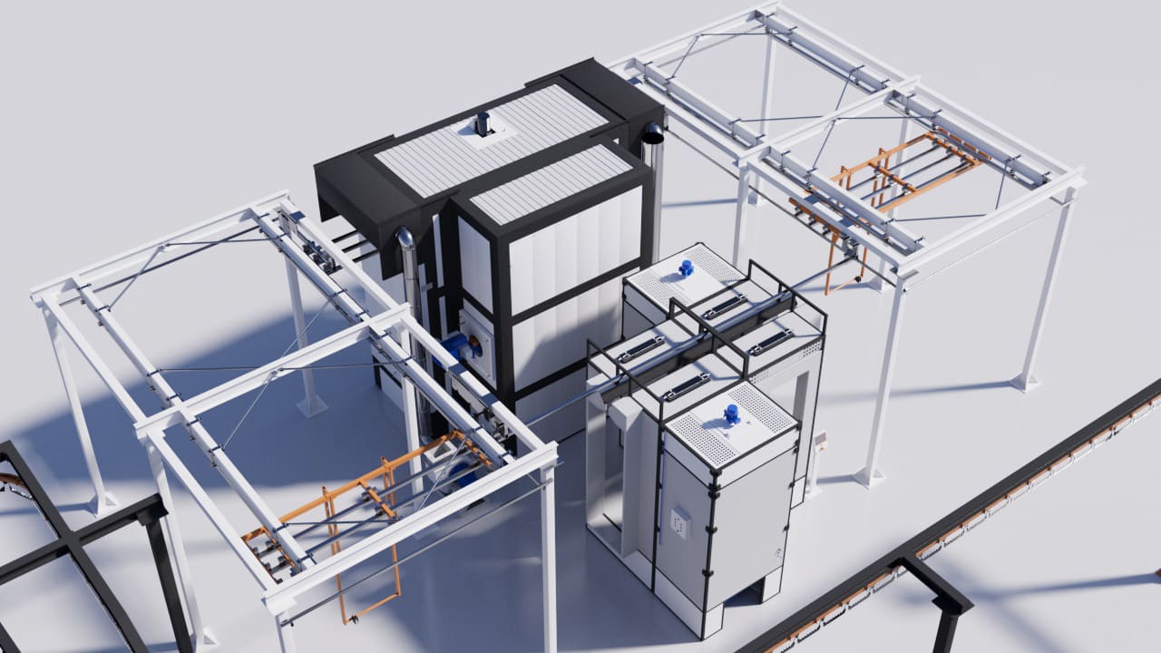 Линия порошковой окраски топливных баков