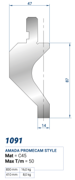  1091 Держатель радиусной вставки (пуансона) AMADA PROMECAM STYLE
